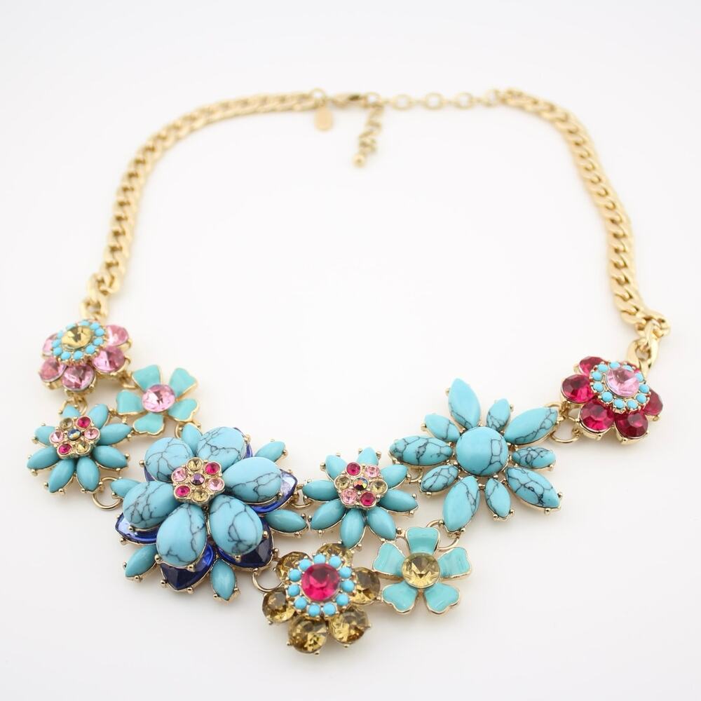Joan Rivers Floral Statement Necklace Crystal Flower Bib Necklace